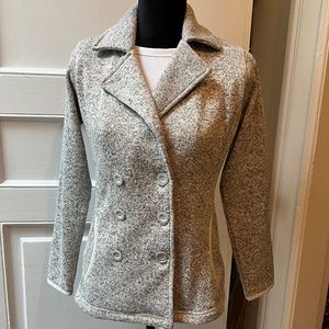 🌸 Eddie Bauer Double Breasted Jacket Coat Gray Fleece